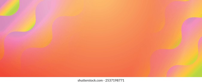 Fondo naranja ondulado con Gradientes lisos. El fondo presenta tonos naranjas y rosados, creando una textura vibrante y colorida. Fondo ondulado abstracto mínimo del Vector del gradiente