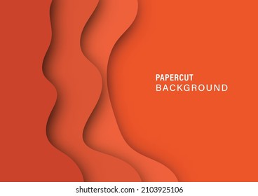 Wavy orange color background with papercut style. design layout for business presentations, flyers, posters, and invitations. Colorful carving art. vector EPS.10