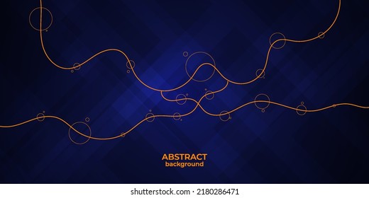 Wavy orange lines background. Abstract landing page template.dark blue color style. Eps10 vector