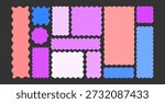 Wavy organic rectangle Set modern brutalism frames Wavy jagged edge frames Geometric zig zag stickers Abstract doodle liquid shapes