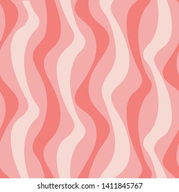 Wavy organic stripes seamless pattern in shades of pink. Pretty background for invitations and graphic design projects. Great for textiles, fashion, decor and stationery items. Vector.