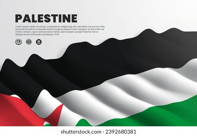 Wavy palestine flag for design ornament vector illustration