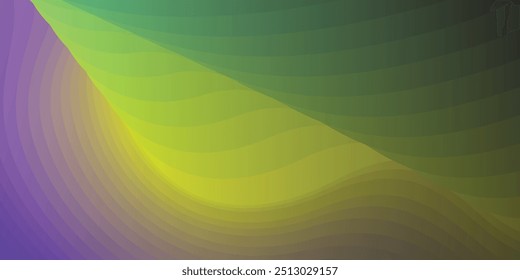 Wavy Paper Cut abstract background with green, yellow and gray gradations