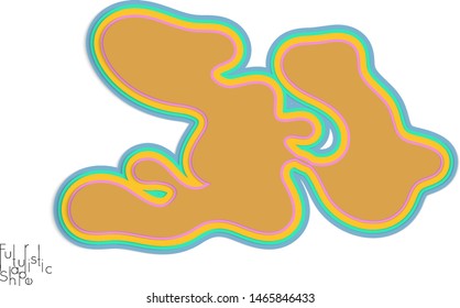 Wavy paper cut vector shape isolated on white background with realistic shadow. Abstract paper cut 3d layered object.