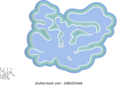 Wavy paper cut vector shape isolated on white background with realistic shadow. Abstract paper cut 3d layered object.