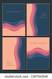 Wavy Papercut Backgrounds, Covers, Patterns Gentle Colors Palette 
