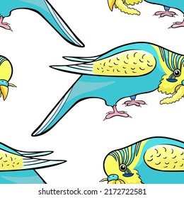 wavy parrot eats a branch . vector illustration
