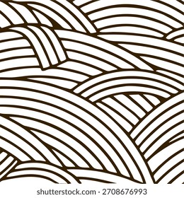 Massa ondulada sobre fundo branco. Espaguete amarelo, padrão de massa vetorial geométrico abstrato.