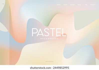 Página de aterrizaje de fondo de forma de flujo de masa de degradado pastel ondulado. Diseño moderno del fondo de la mezcla del color azul, verde y naranja para la cubierta, el póster, el volante, la presentación, la publicidad, el Anuncio, 