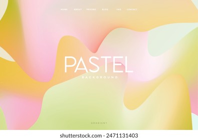 Wavy pastel gradient mash flow shape background landing page. Trendy tones modern color pink, green and orange blend background design for cover, poster, flyer, presentation, advertising, banner