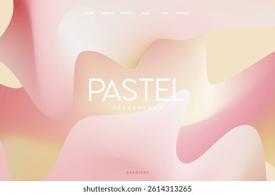 Wavy pastel gradient mash flow shape background landing page. Trendy tones modern color pink, yellow and white blend background design for cover, poster, flyer, presentation, advertising, banner