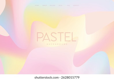 Wavy pastel gradient mash flow shape background landing page. Trendy tones modern color pink, yellow and blue blend background design for cover, poster, flyer, presentation, advertising, banner, media
