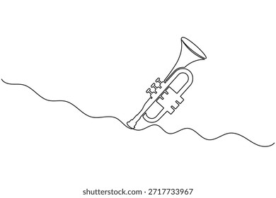 Trompeta de camino ondulado Línea continua Dibujo Concepto de música Abstractas