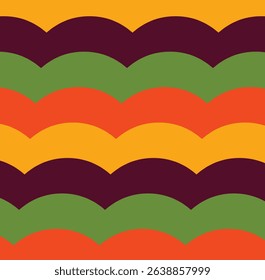 Wavy pattern background. Trendy retro aesthetic style. Vintage multi-color horizontal line wallpaper. 
