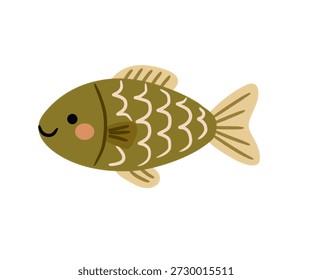 Patrón ondulado de peces decorativos en linda ilustración de estilo plano. Ideal para el diseño de los niños, decoración de la guardería, carteles, pegatinas y alegres temas marinos.