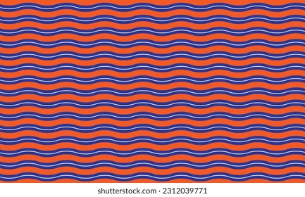 Wavy pattern design in blue and orange for any fabrics texture needs.