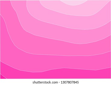 Wavy pattern of natural nga lines based on terrain topography. Dynamic ornament of color stripes of pink shades