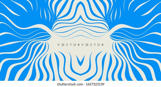 Wavy pattern with optical illusion. Abstract striped background. Vector illustration with wry lines. 