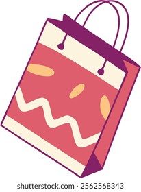 Wavy with Pattern Shopping Bag. Dynamic and stylish design. Hand-drawn shopping bag with wavy pattern vector art	