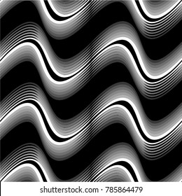 Wavy pattern of smooth strips, seamless vector background.