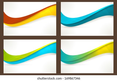 Wavy pattern in various bright colors with copy space. Can be used for business cards, website headers, brochures or any marketing material that needs a fresh, modern, textured wave pattern.