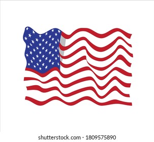 Wavy pattern vector minimalist abstract modern, creative wavy pattern concept of United States flag. national flag vintage of america. wallpaper, background, texture of flag. isolated on white.