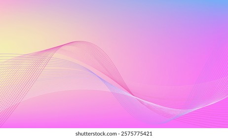 Wavy pink and blue blended lines with ping yellow gradient mesh abstract background nice for wallpaper or banner