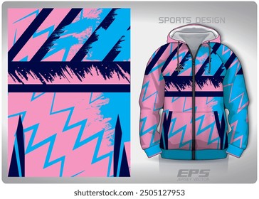 Wavy pink blue zigzag pattern design, illustration, textile background for sports t-shirt, football jersey shirt mockup for football club. consistent front view