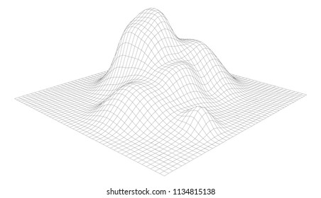 Wavy polygonal surface background. 3D. Vector illustration. The mesh mountains. Template with polygonal mountains.