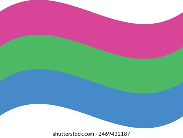 Wavy Polysexual Pride Flag Isolated in White