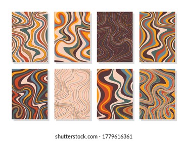 Wavy Psychedelic Backgrounds. Abstract ripple patterns for wed design or print. Good for cards, covers and business presentations. Vector illustration.