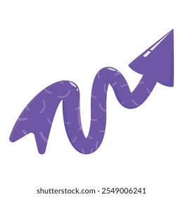 Wavy purple arrow pointing upward, symbolizing growth, progress, and positive momentum