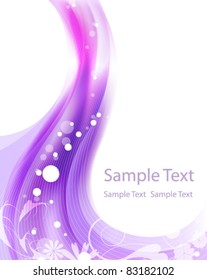 Wavy purple background with abstract floral pattern