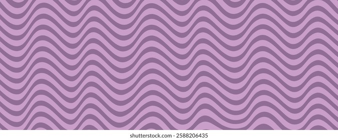 Wavy purple background with a retro style. The background features purple waves on a lighter purple backdrop, creating a dynamic texture. Psychedelic pattern background vector. Purple background.