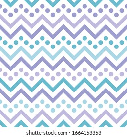 Líneas y puntos de zigzag violeta y azul ondulados. textura transparente con adorno rodante blanco sobre fondo blanco. Ilustración vectorial. Patrón de shevron de Pascua para huevos