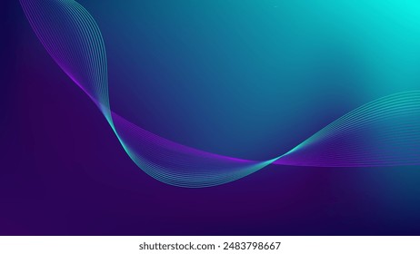 Wavy Purple cyan blended lines with Cyan and purple gradient mesh abstract background nice for wallpaper banner or card