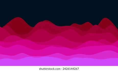 Wavy Purple to Red Gradient Ocean or Valley on Dark Background Wallpaper