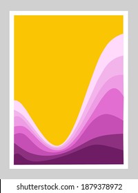 Wavy purple, soft purple and yellow abstract background. Vector Ilustration can use for wall art, poster, background, social media. Set Minimalist design concept. Scandinavian style.