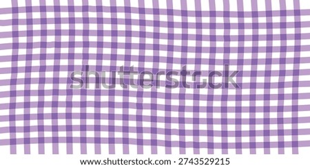 Wavy purple and white gingham plaid pattern. Ideal for fabric, textiles, picnic tablecloths, and decorative use.