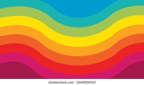 Arco-íris ondulado arte de fundo apresenta um espectro colorido de tons vibrantes
