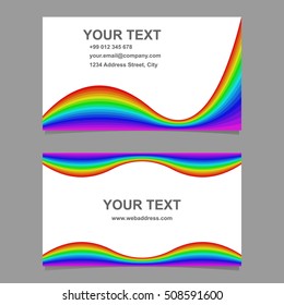 Wavy rainbow colored business card template set