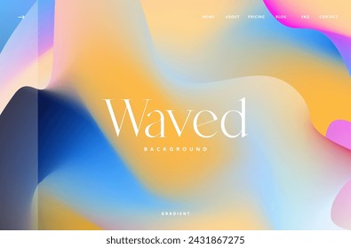 Wavy rainbow gradient mash flow shape background landing page. Trendy Neon tones modern soft color blue, pink and orange blend background design for cover, poster, flyer, presentation, advertising