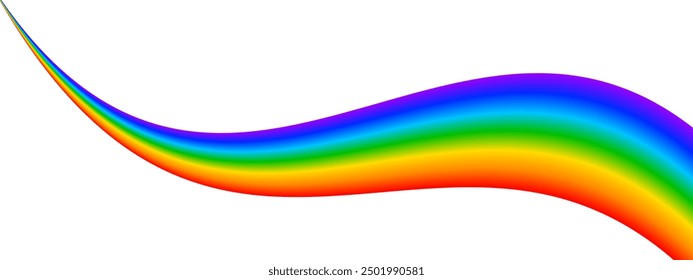 Wavy rainbow line. Multicolored dynamic path on white background. LGBTQ pride concept. Happy, fun or summer banner. Sunlight spectrum wave. Vector cartoon illustration.