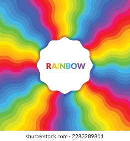 Wavy rainbow vector background. White place for the text in the colorful cartoon frame. Playful vibrant graphics great for kids. 