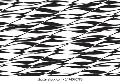 Wavy, random multiplied black and white pattern