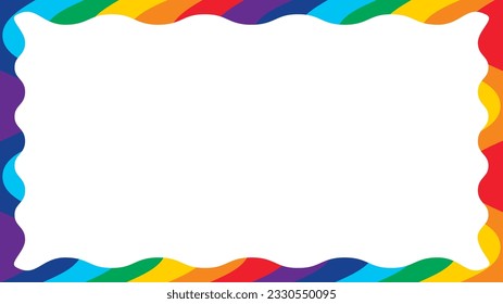 Wavy rectangle frame with rainbow colors