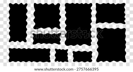 Wavy rectangle frames in abstract organic shapes. Vector borders with fluid edges for text and design. Hand-drawn labels with curvy contours, stickers for modern graphic design and promo materials