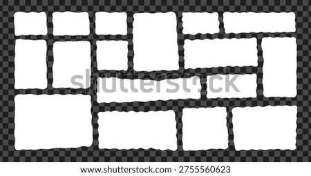 Wavy rectangle set in white isolated on transparent background. Collection of abstract organic frames with soft curved edges for banners, posters, social media templates, and modern branding projects.