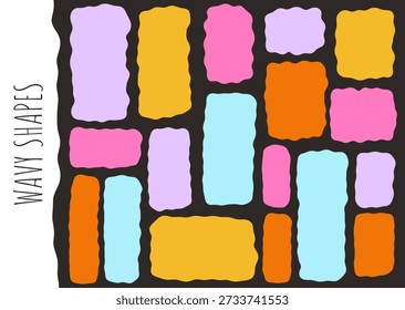 Paquete de forma de rectángulo ondulado en tonos pastel juguetones
