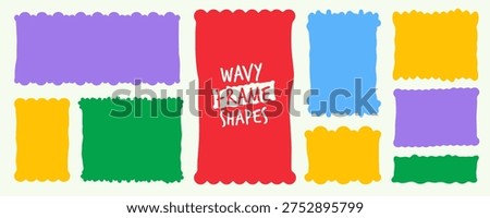 Wavy rectangle text box and organic frame with irregular shape border. Label cloud cute and collage retro square with banner bubble abstract.